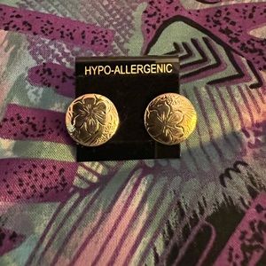 Gold Tone Flat Round Post Earrings